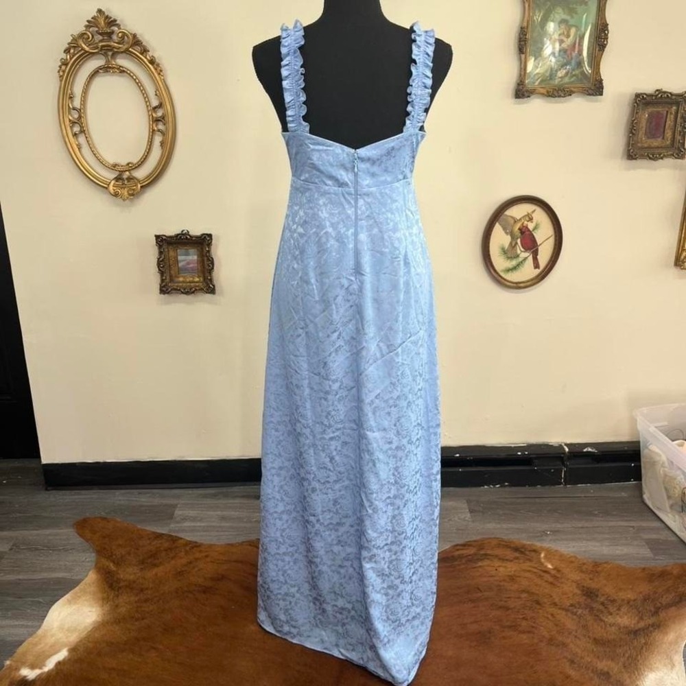 Show Me Your Mumu Blue Floral Dress with Ruffle Straps & Front Slit - Picture 3 of 5